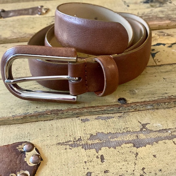 VIA SPIGA LEATHER BELT BROWN NEUTRAL ITALY LEATHER BELT WMNS SIZE S M - Picture 9 of 12
